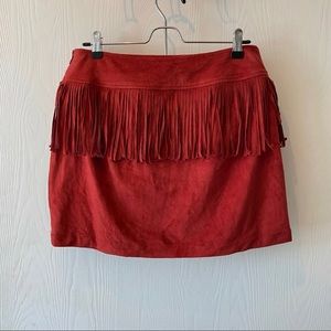 Express fringe mini skirt
